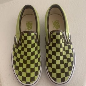 Green and Brown Checkered Vans Women’s 7 Men’s 5.5 Check Lime Unique